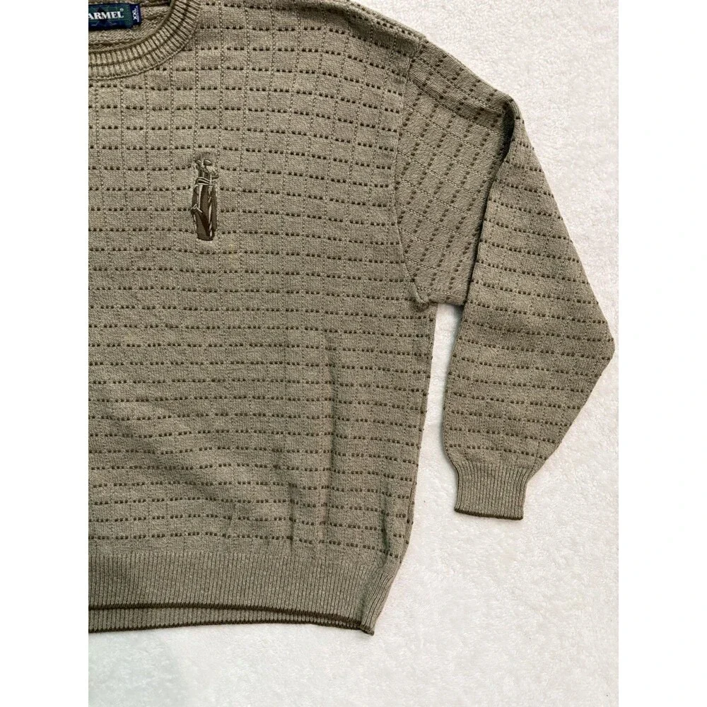 Vintage 90s Carmel Golf Embroidered Pullover Knit Sweater Size XXL Made In USA